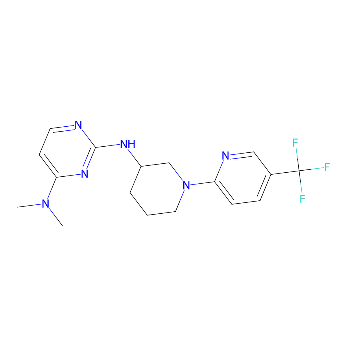 N4,N4-dimethyl-N2-{1-[5-(trifluoromethyl)pyridin-2-yl]piperidin-3-yl}pyrimidine-2,4-diamine molecular structure, CAS 3030789-88-6