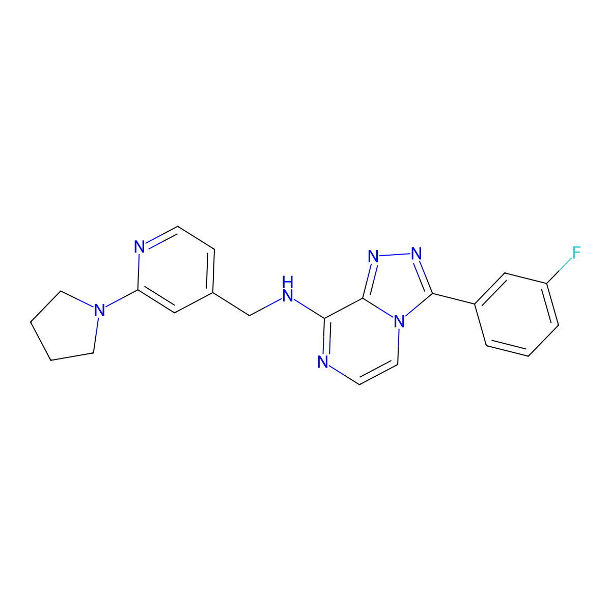 3-(3-fluorophenyl)-N-[(2-pyrrolidin-1-ylpyridin-4-yl)methyl]-[1,2,4]triazolo[4,3-a]pyrazin-8-amine molecular structure, CAS 3030790-01-0