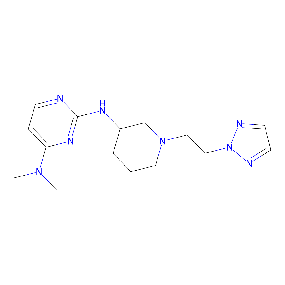 N4,N4-dimethyl-N2-{1-[2-(2H-1,2,3-triazol-2-yl)ethyl]piperidin-3-yl}pyrimidine-2,4-diamine molecular structure, CAS 3030790-08-7