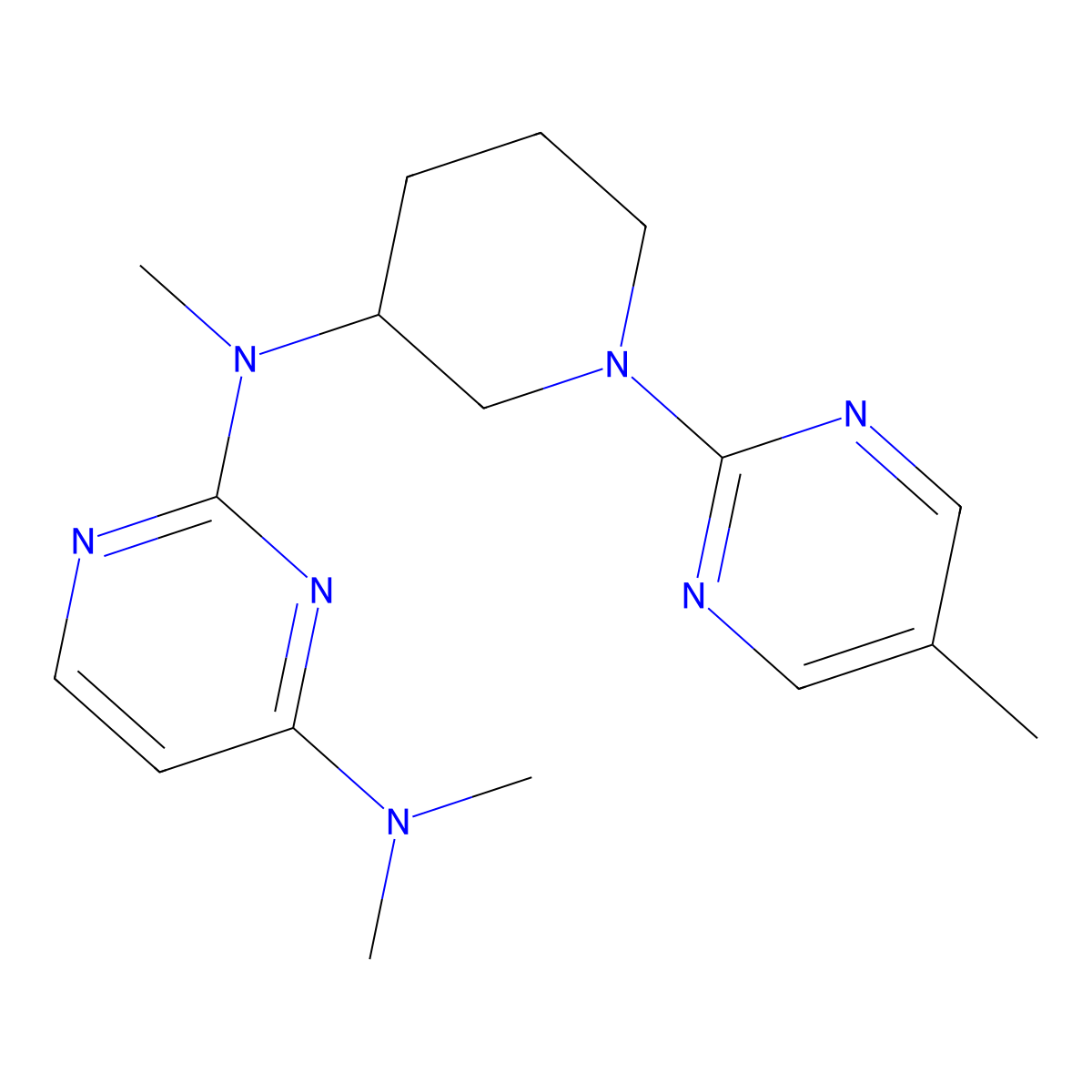 N2,N4,N4-trimethyl-N2-[1-(5-methylpyrimidin-2-yl)piperidin-3-yl]pyrimidine-2,4-diamine molecular structure, CAS 3030790-29-2