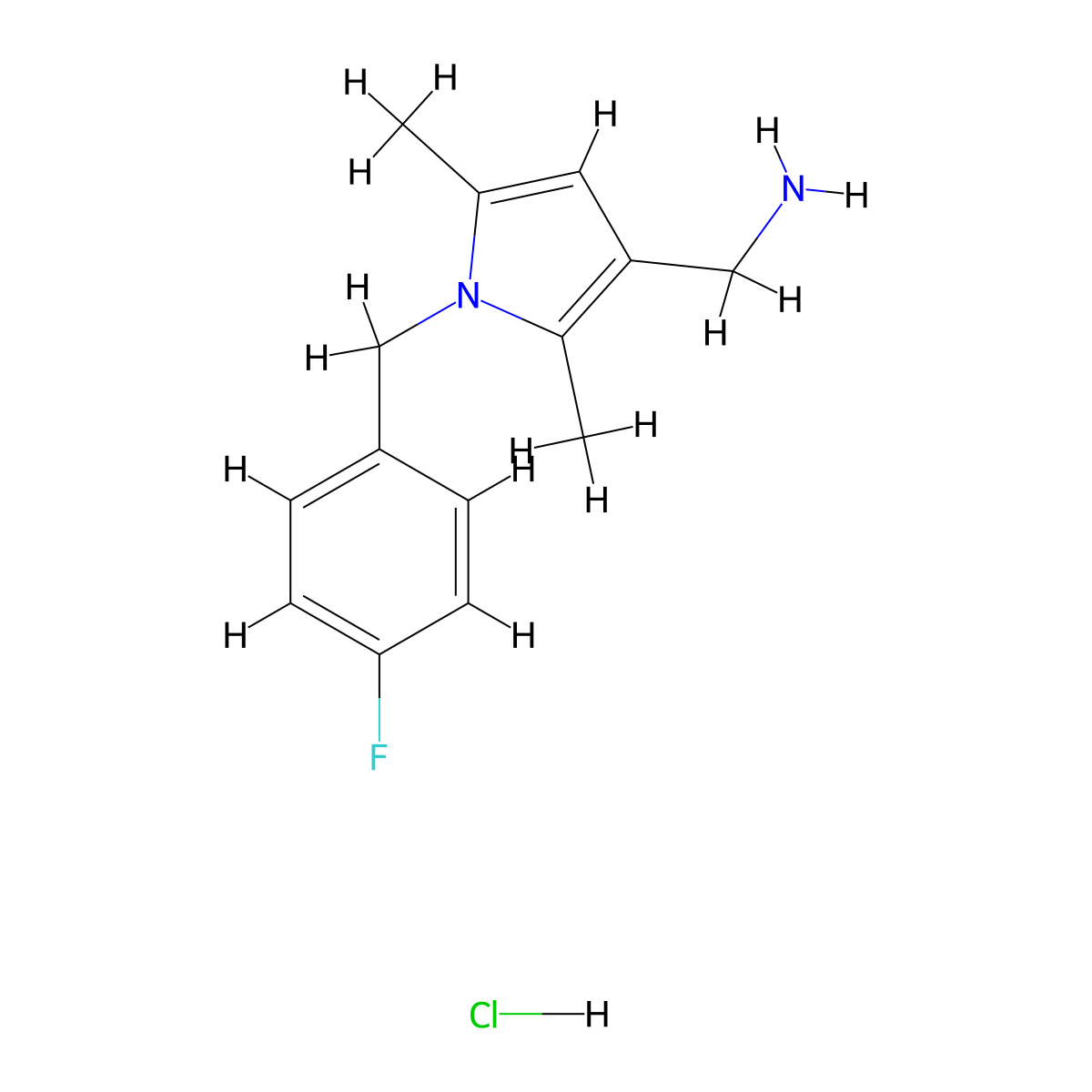 1-{1-[(4-fluorophenyl)methyl]-2,5-dimethyl-1H-pyrrol-3-yl}methanamine hydrochloride molecular structure, CAS 3030790-69-0