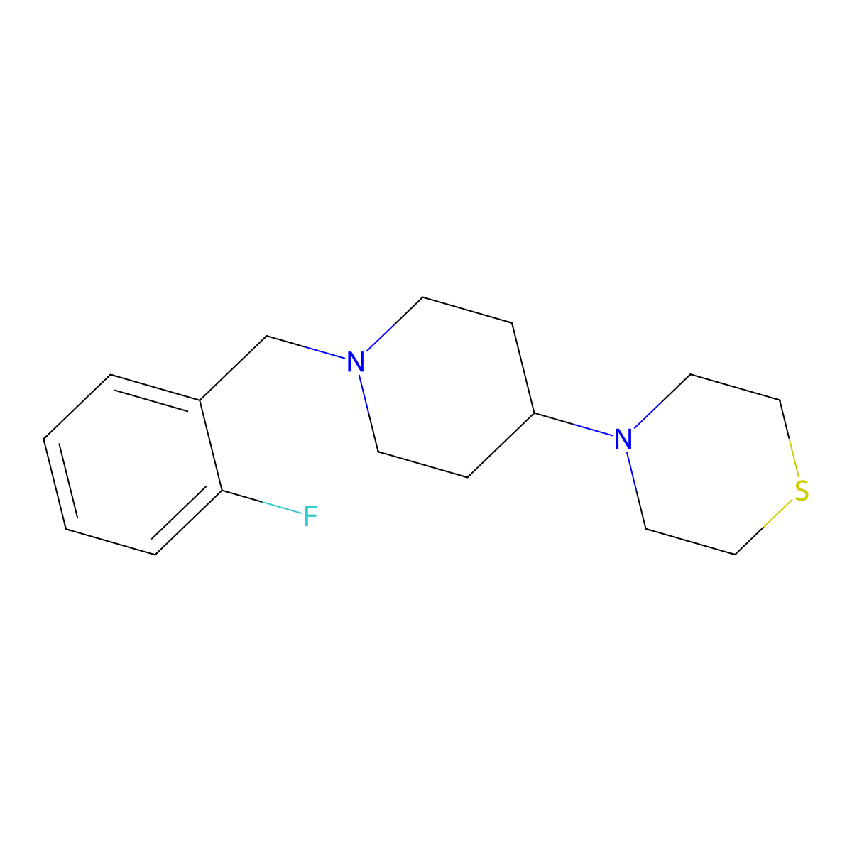 4-[1-[(2-Fluorophenyl)methyl]piperidin-4-yl]thiomorpholi molecular structure, CAS 3030791-15-9