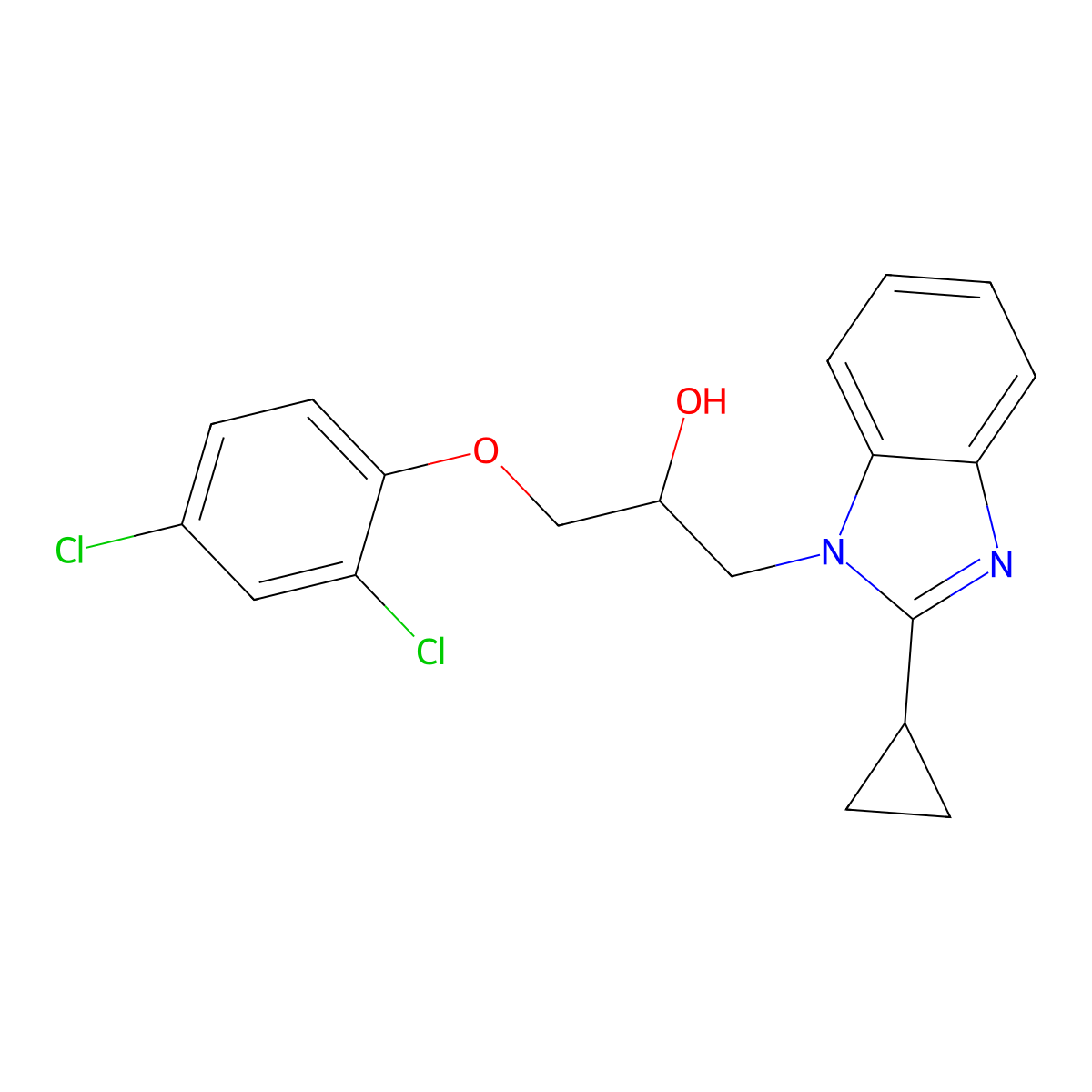 1-(2-Cyclopropylbenzimidazol-1-yl)-3-(2,4-dichlorophenoxy)propan-2-ol molecular structure, CAS 3030794-53-4