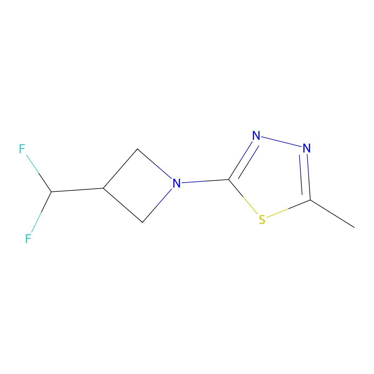2-[3-(Difluoromethyl)azetidin-1-yl]-5-methyl-1,3,4-thiadiazole molecular structure, CAS 3030796-41-6