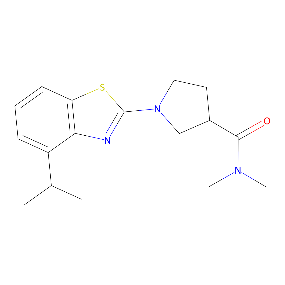 N,N-dimethyl-1-[4-(propan-2-yl)-1,3-benzothiazol-2-yl]pyrrolidine-3-carboxamide molecular structure, CAS 3030800-72-4