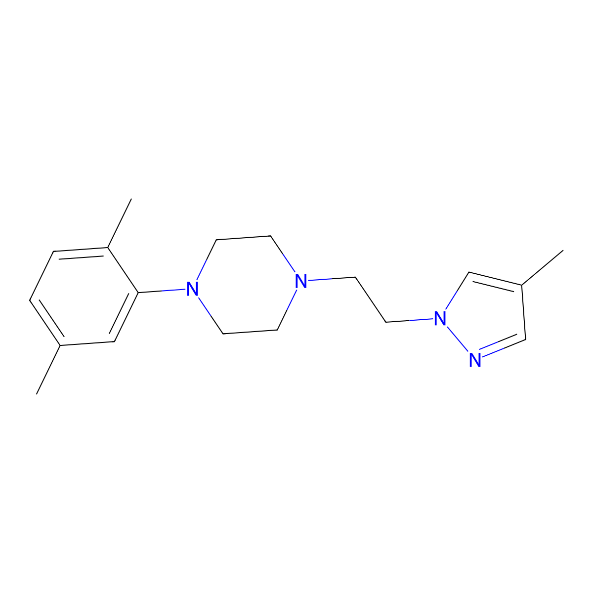1-(2,5-Dimethylphenyl)-4-[2-(4-methylpyrazol-1-yl)ethyl]piperazine molecular structure, CAS 3030800-96-2