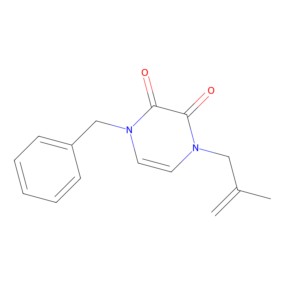 1-Benzyl-4-(2-methylprop-2-en-1-yl)-1,2,3,4-tetrahydropyrazine-2,3-dione molecular structure, CAS 3030801-21-6
