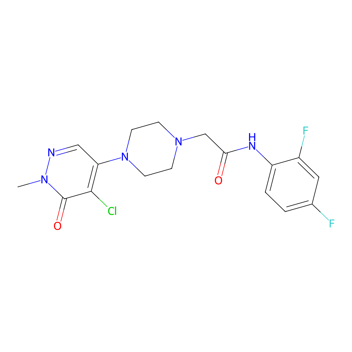 2-[4-(5-chloro-1-methyl-6-oxopyridazin-4-yl)piperazin-1-yl]-N-(2,4-difluorophenyl)acetamide molecular structure, CAS 3030801-42-1