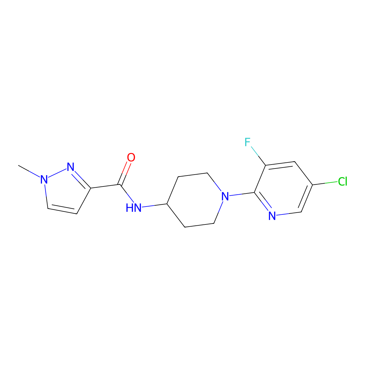 N-[1-(5-chloro-3-fluoropyridin-2-yl)piperidin-4-yl]-1-methyl-1H-pyrazole-3-carboxamide molecular structure, CAS 3030801-63-6
