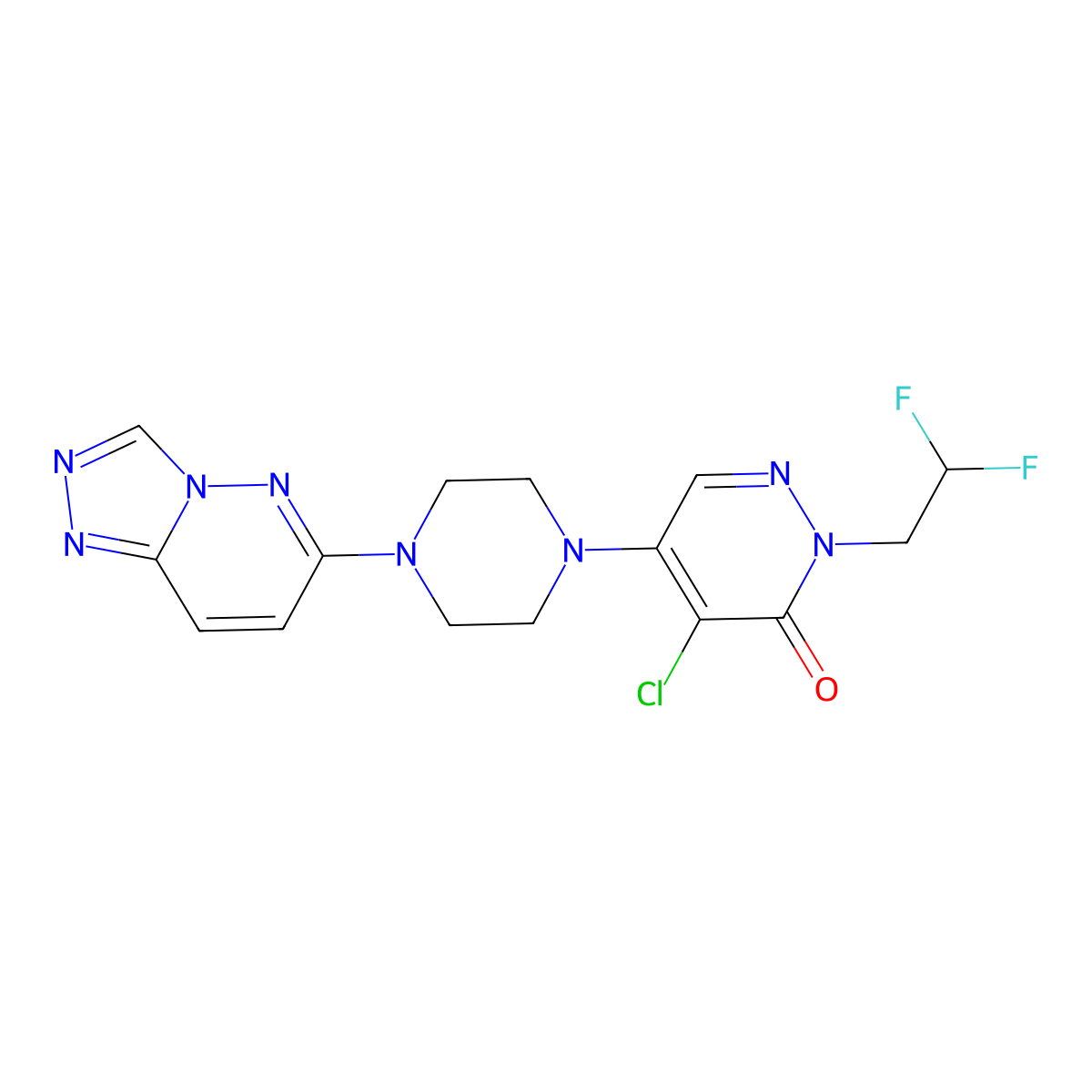 4-Chloro-2-(2,2-difluoroethyl)-5-(4-{[1,2,4]triazolo[4,3-b]pyridazin-6-yl}piperazin-1-yl)-2,3-dihydropyridazin-3-one molecular structure, CAS 3030801-81-8