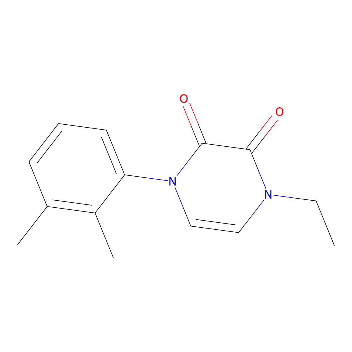1-(2,3-Dimethylphenyl)-4-ethyl-1,2,3,4-tetrahydropyrazine-2,3-dione molecular structure, CAS 3030801-82-9