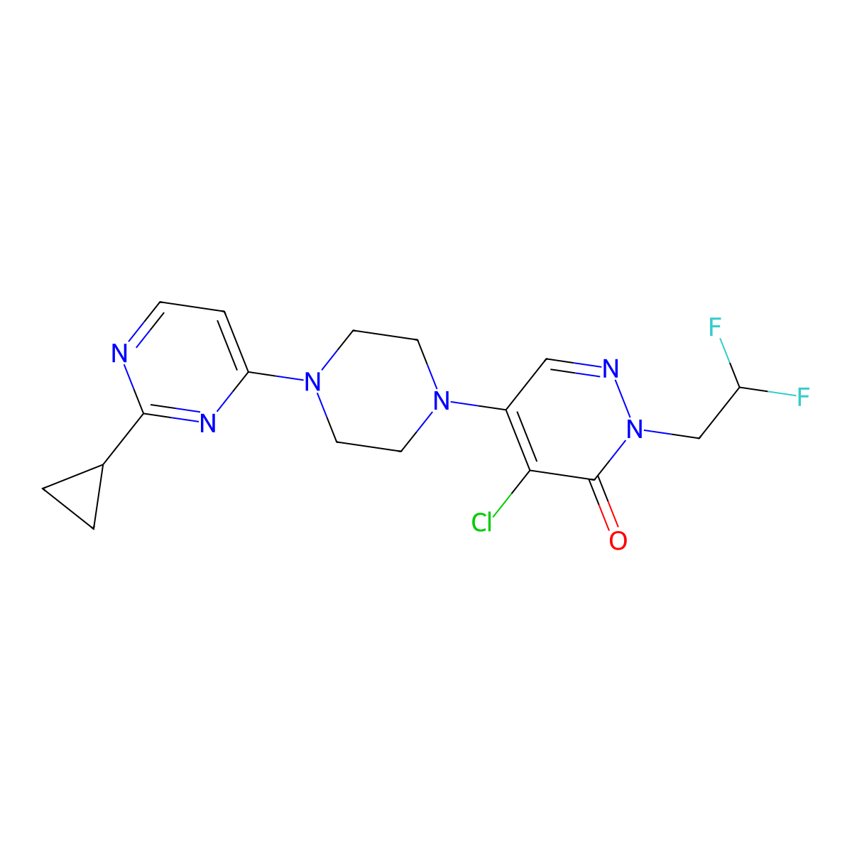 4-Chloro-5-[4-(2-cyclopropylpyrimidin-4-yl)piperazin-1-yl]-2-(2,2-difluoroethyl)-2,3-dihydropyridazin-3-one molecular structure, CAS 3030801-97-6
