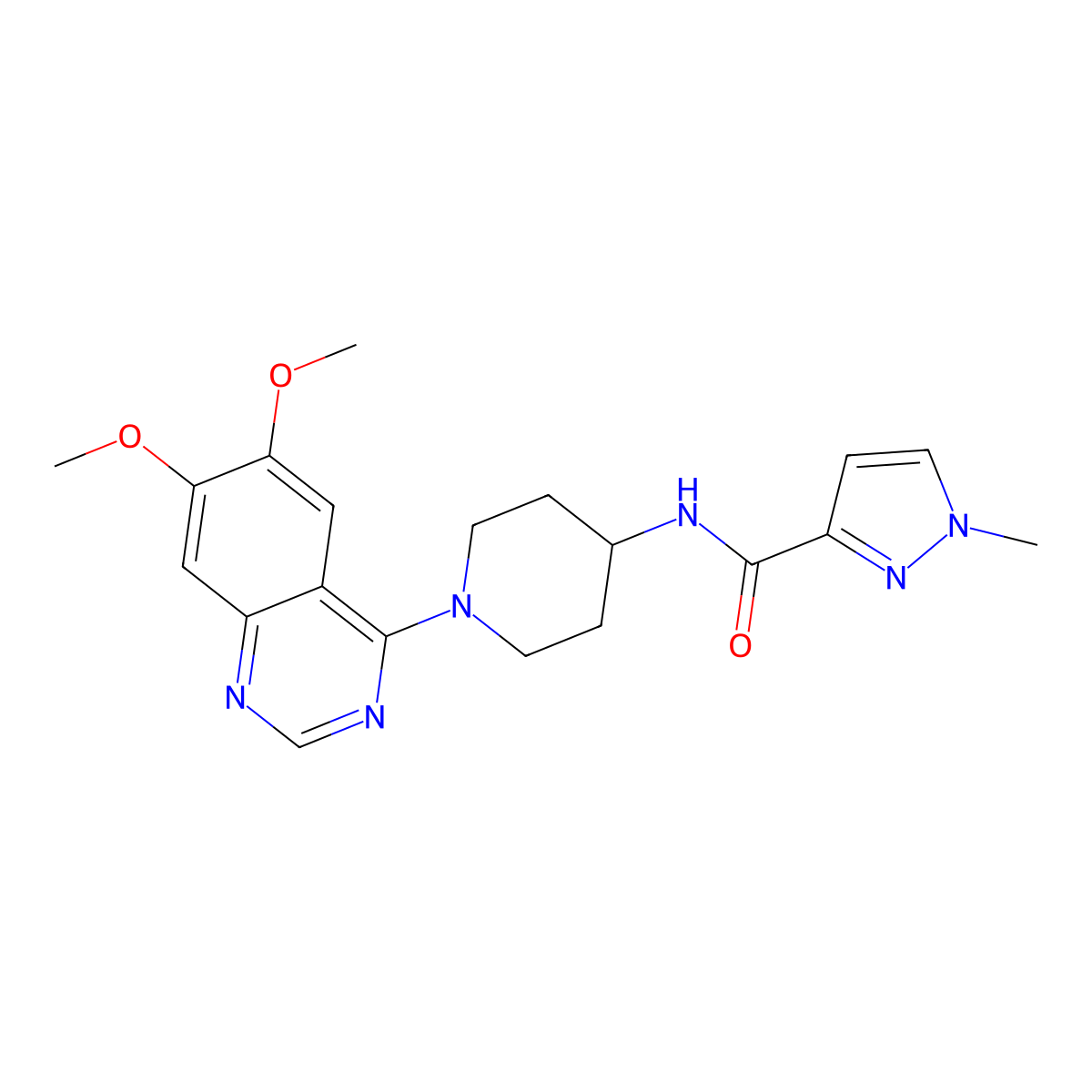 N-[1-(6,7-dimethoxyquinazolin-4-yl)piperidin-4-yl]-1-methyl-1H-pyrazole-3-carboxamide molecular structure, CAS 3030802-09-3