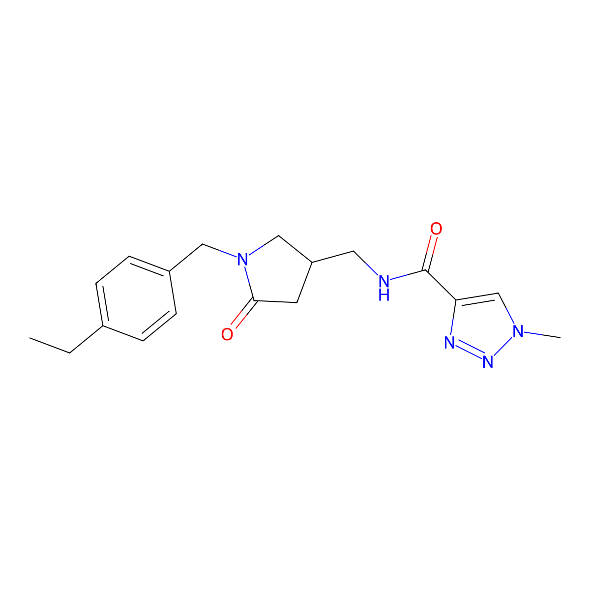 N-({1-[(4-ethylphenyl)methyl]-5-oxopyrrolidin-3-yl}methyl)-1-methyl-1H-1,2,3-triazole-4-carboxamide molecular structure, CAS 3030802-13-9