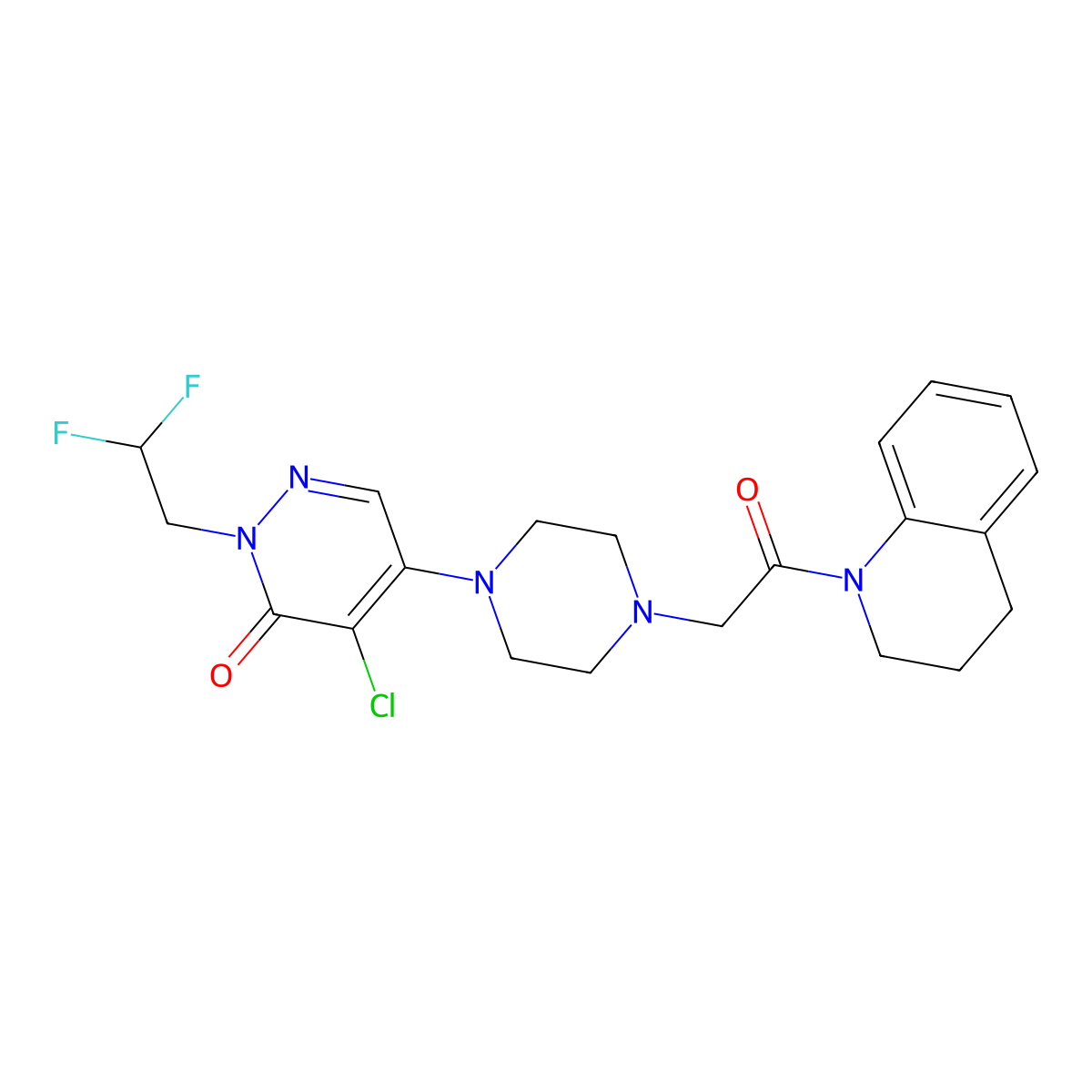 4-Chloro-2-(2,2-difluoroethyl)-5-{4-[2-oxo-2-(1,2,3,4-tetrahydroquinolin-1-yl)ethyl]piperazin-1-yl}-2,3-dihydropyridazin-3-one molecular structure, CAS 3030802-22-0