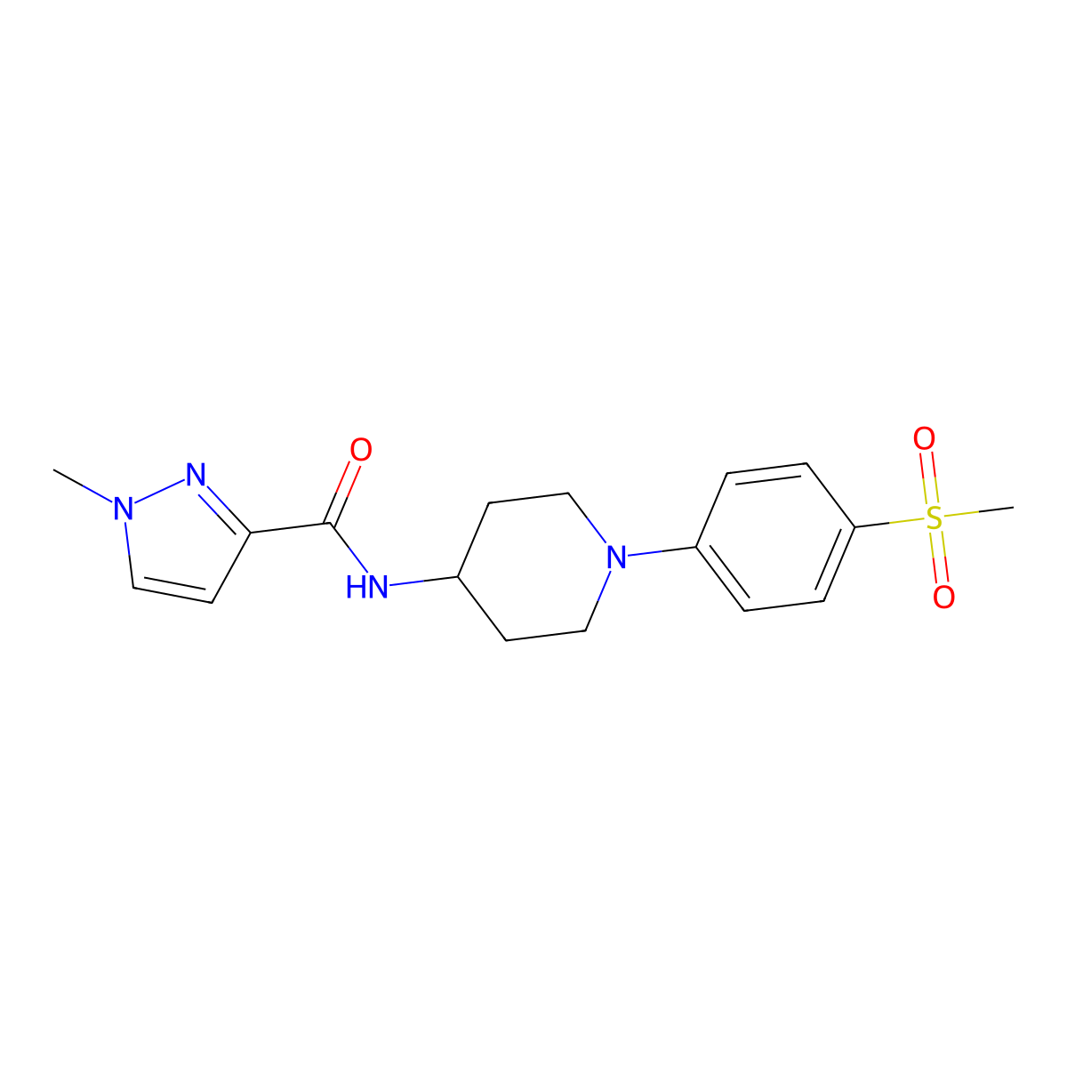 N-[1-(4-methanesulfonylphenyl)piperidin-4-yl]-1-methyl-1H-pyrazole-3-carboxamide molecular structure, CAS 3030802-44-6