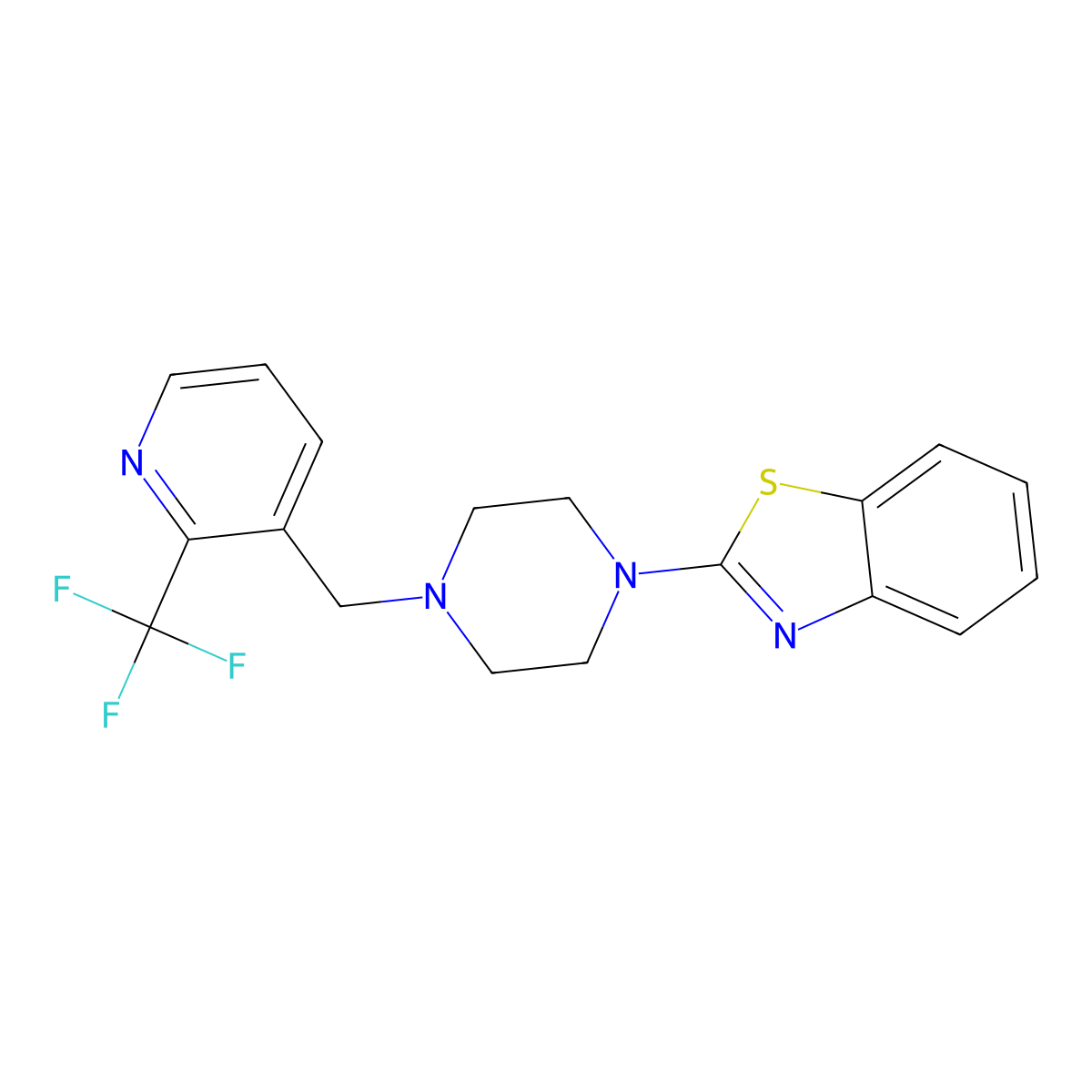 2-[4-[[2-(Trifluoromethyl)pyridin-3-yl]methyl]piperazin-1-yl]-1,3-bezothiazole molecular structure, CAS 3030802-51-5