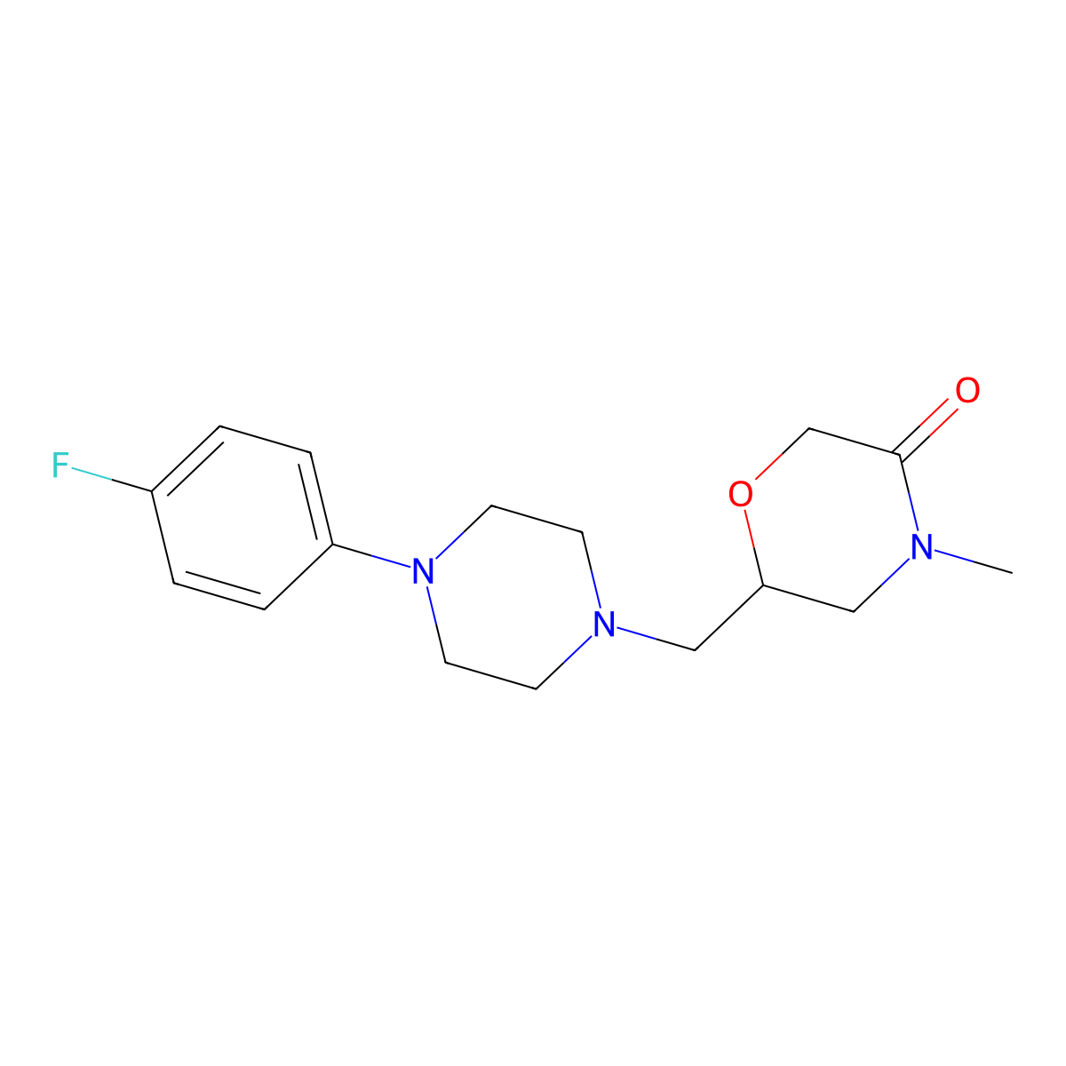 6-{[4-(4-Fluorophenyl)piperazin-1-yl]methyl}-4-methylmorpholin-3-one molecular structure, CAS 3030802-54-8