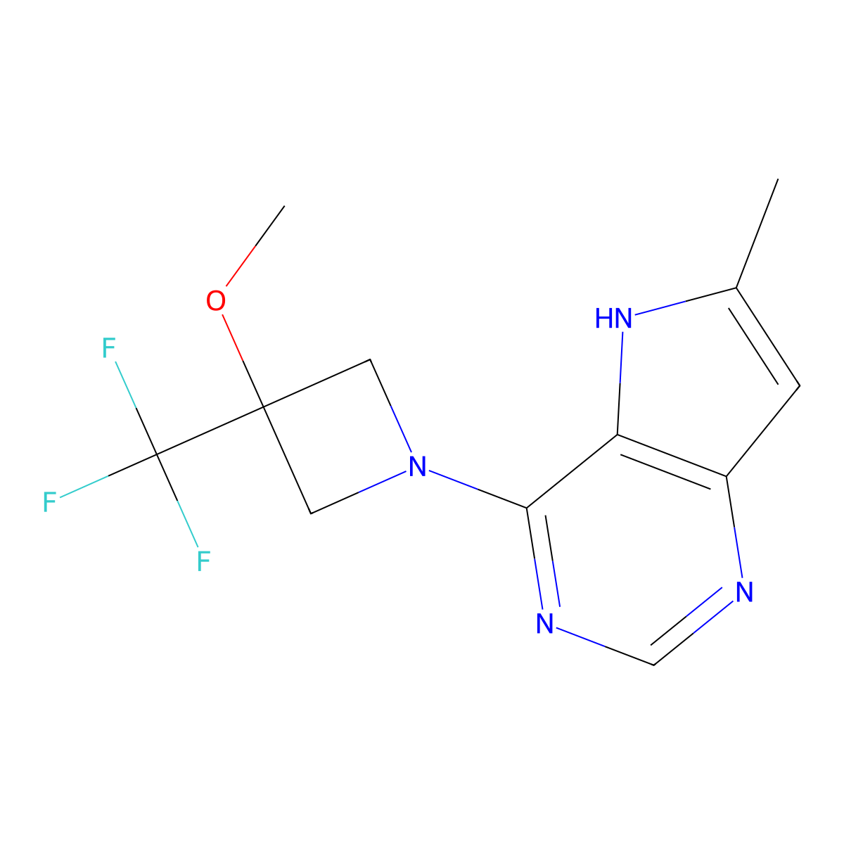 3-methoxy-1-{6-methyl-5H-pyrrolo[3,2-d]pyrimidin-4-yl}-3-(trifluoromethyl)azetidine molecular structure, CAS 3030802-69-5