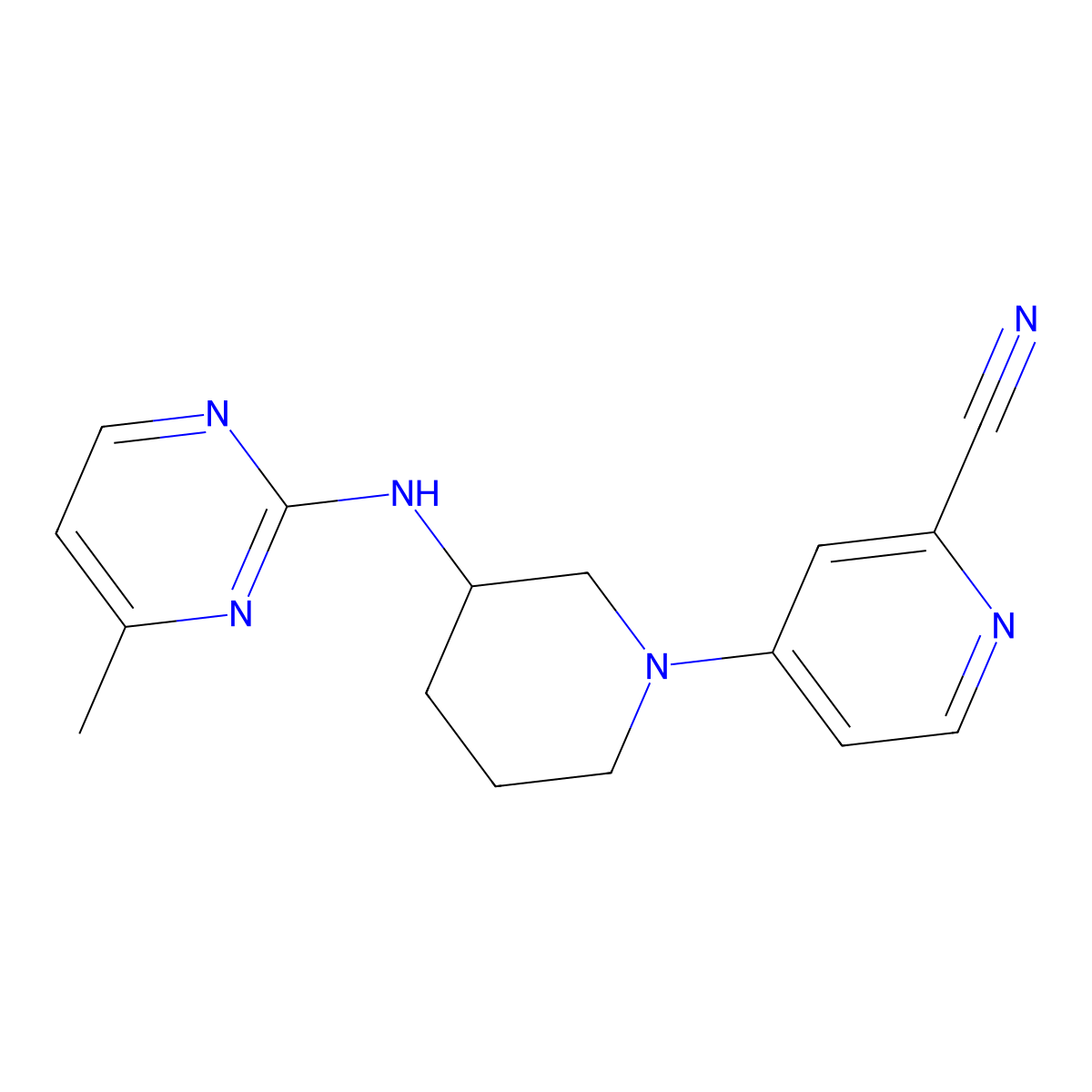 4-{3-[(4-Methylpyrimidin-2-yl)amino]piperidin-1-yl}pyridine-2-carbonitrile molecular structure, CAS 3030802-70-8