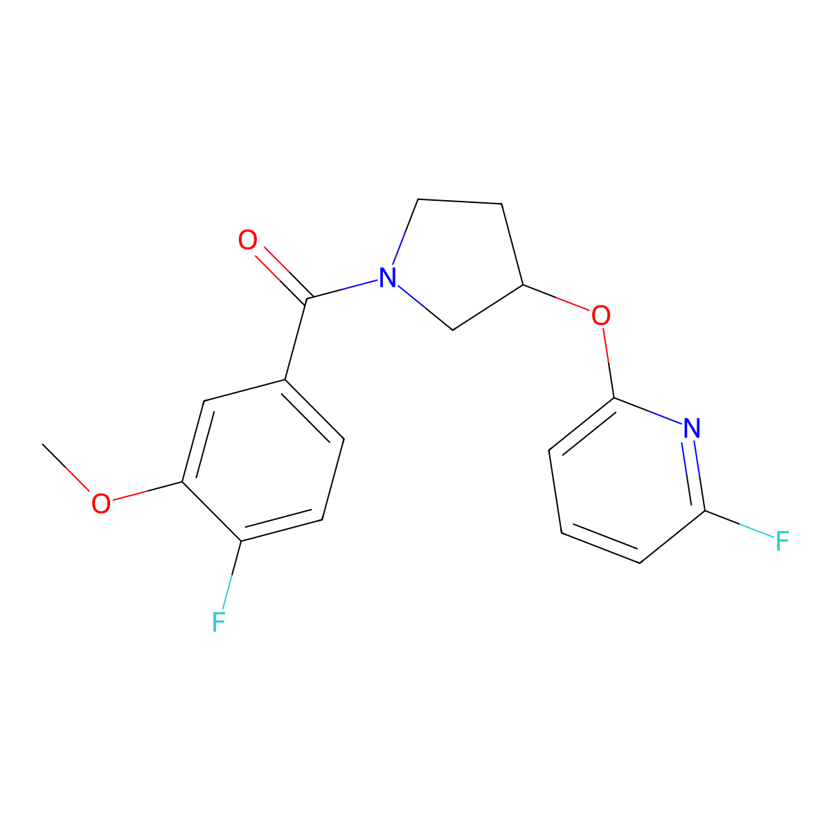 2-Fluoro-6-{[1-(4-fluoro-3-methoxybenzoyl)pyrrolidin-3-yl]oxy}pyridine molecular structure, CAS 3030803-00-7