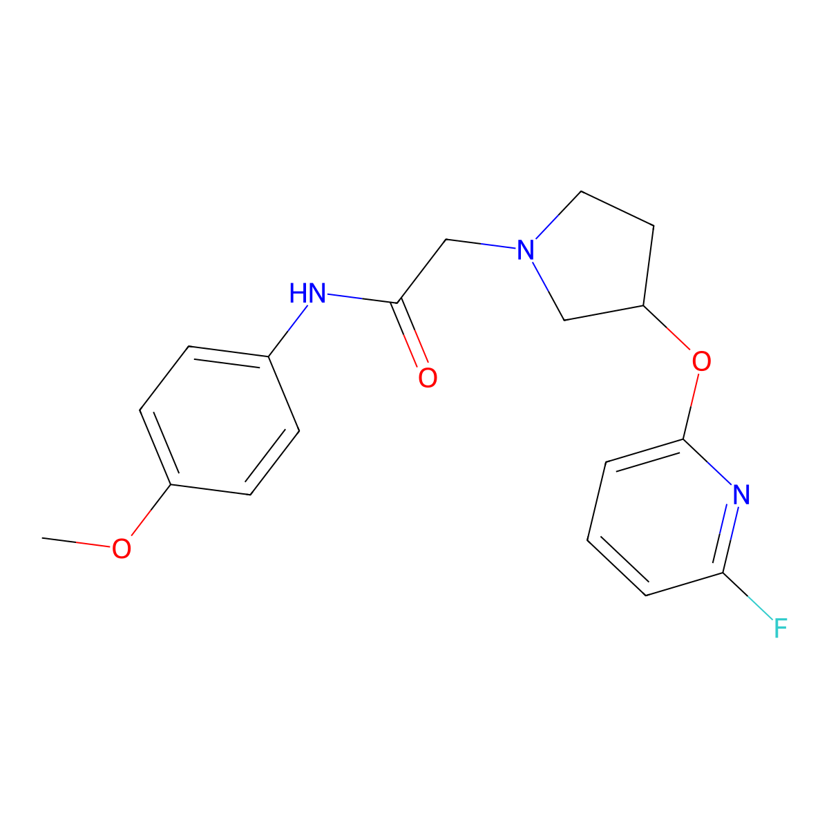 2-[3-(6-fluoropyridin-2-yl)oxypyrrolidin-1-yl]-N-(4-methoxyphenyl)acetamide molecular structure, CAS 3030803-01-8
