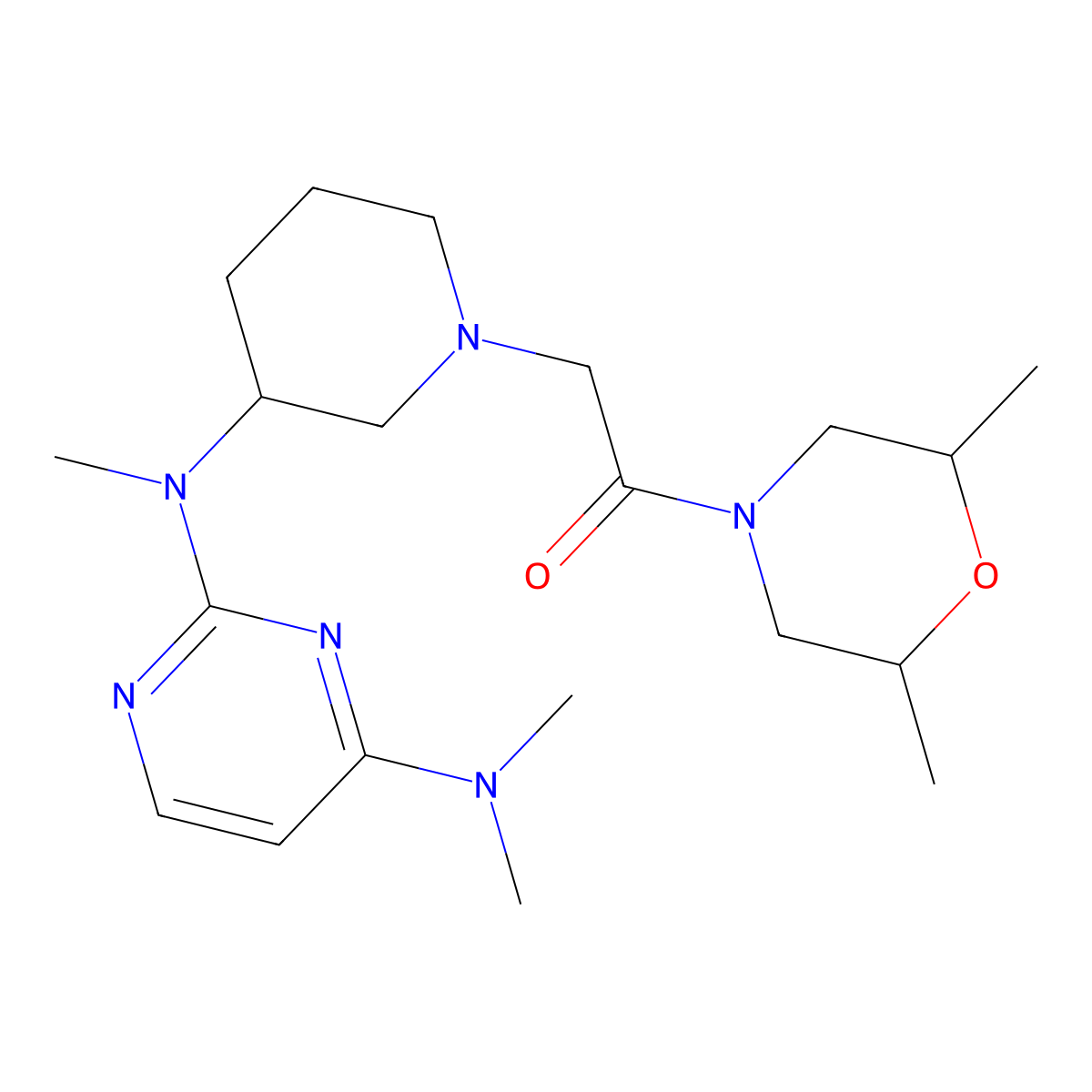 2-(3-{[4-(Dimethylamino)pyrimidin-2-yl](methyl)amino}piperidin-1-yl)-1-(2,6-dimethylmorpholin-4-yl)ethan-1-one molecular structure, CAS 3030803-10-9