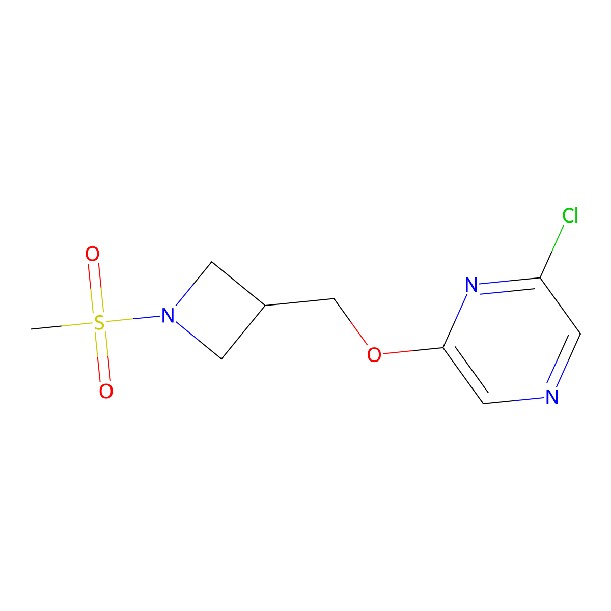 2-Chloro-6-[(1-methanesulfonylazetidin-3-yl)methoxy]pyrazine molecular structure, CAS 3030803-26-7