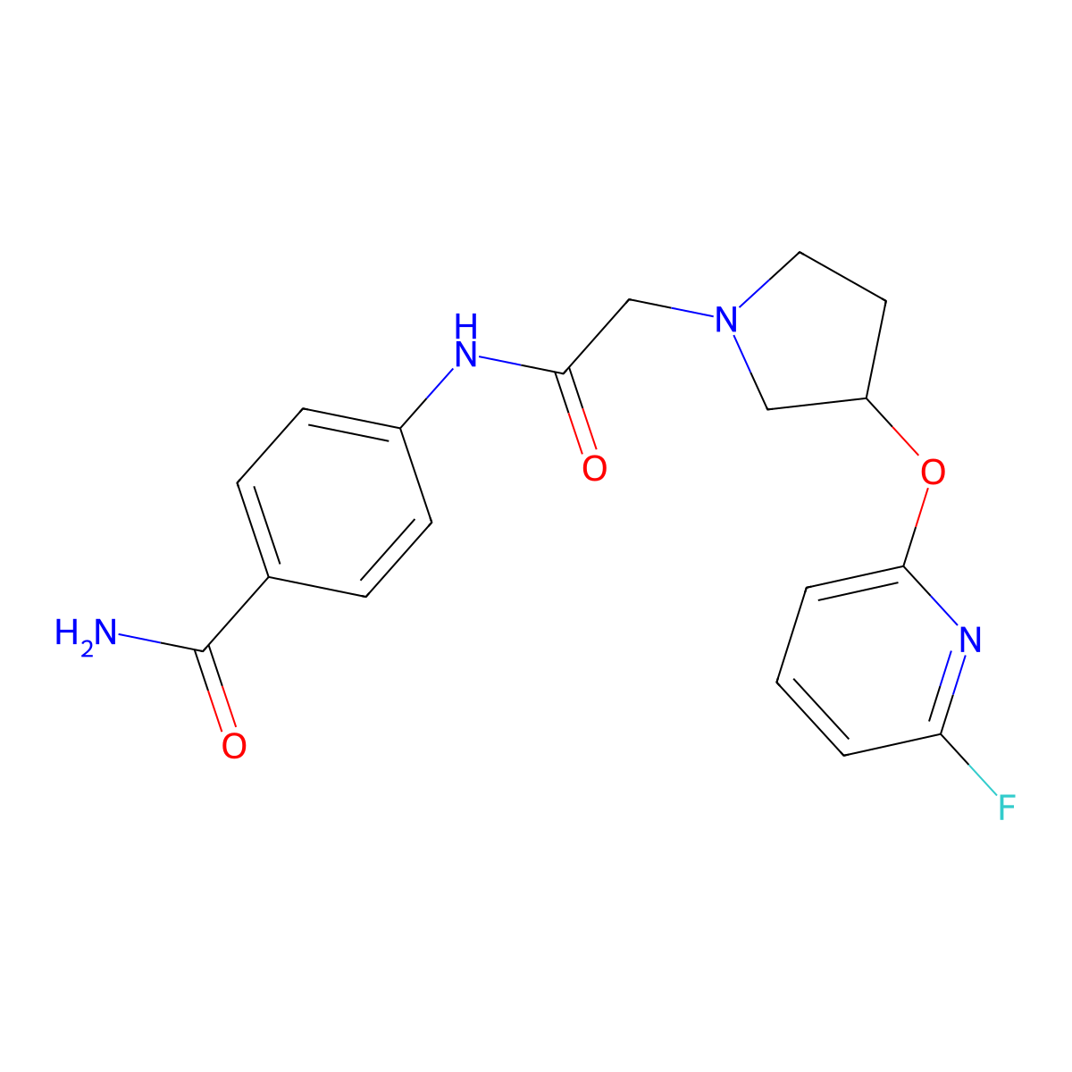 4-[[2-[3-(6-Fluoropyridin-2-yl)oxypyrrolidin-1-yl]acetyl]amino]benzamide molecular structure, CAS 3030803-32-5