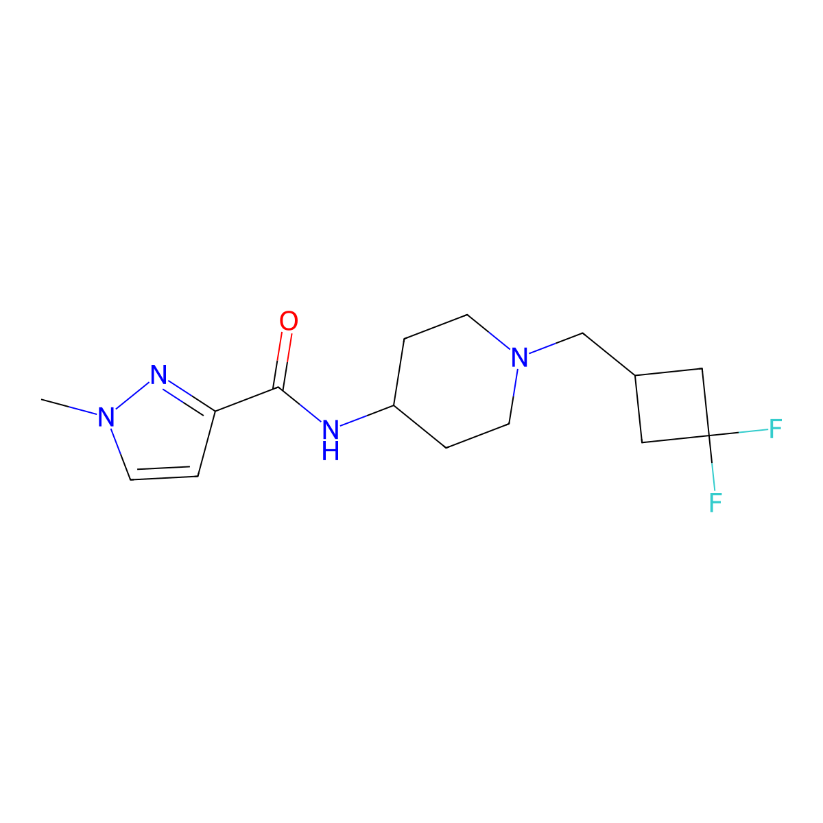N-{1-[(3,3-difluorocyclobutyl)methyl]piperidin-4-yl}-1-methyl-1H-pyrazole-3-carboxamide molecular structure, CAS 3030803-47-2