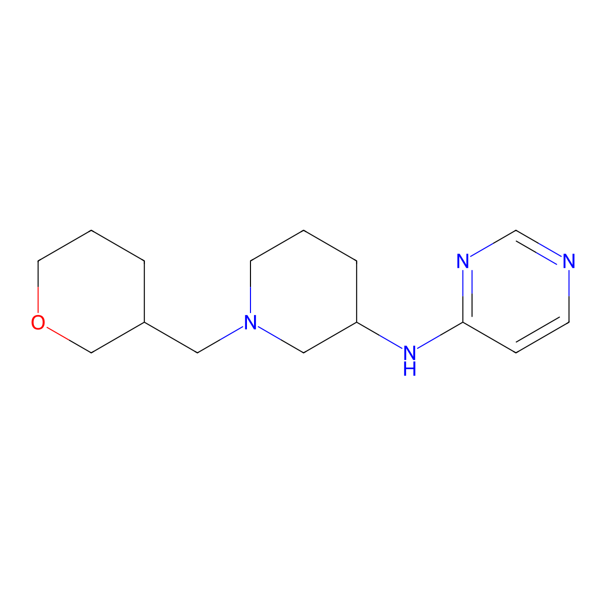 N-{1-[(oxan-3-yl)methyl]piperidin-3-yl}pyrimidin-4-amine molecular structure, CAS 3030803-51-8