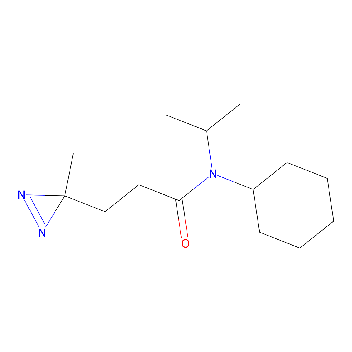 N-cyclohexyl-3-(3-methyl-3H-diazirin-3-yl)-N-(propan-2-yl)propanamide molecular structure, CAS 3030803-65-4