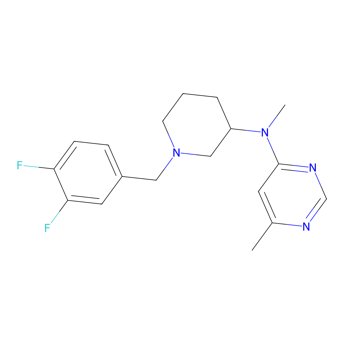 N-{1-[(3,4-difluorophenyl)methyl]piperidin-3-yl}-N,6-dimethylpyrimidin-4-amine molecular structure, CAS 3030803-69-8