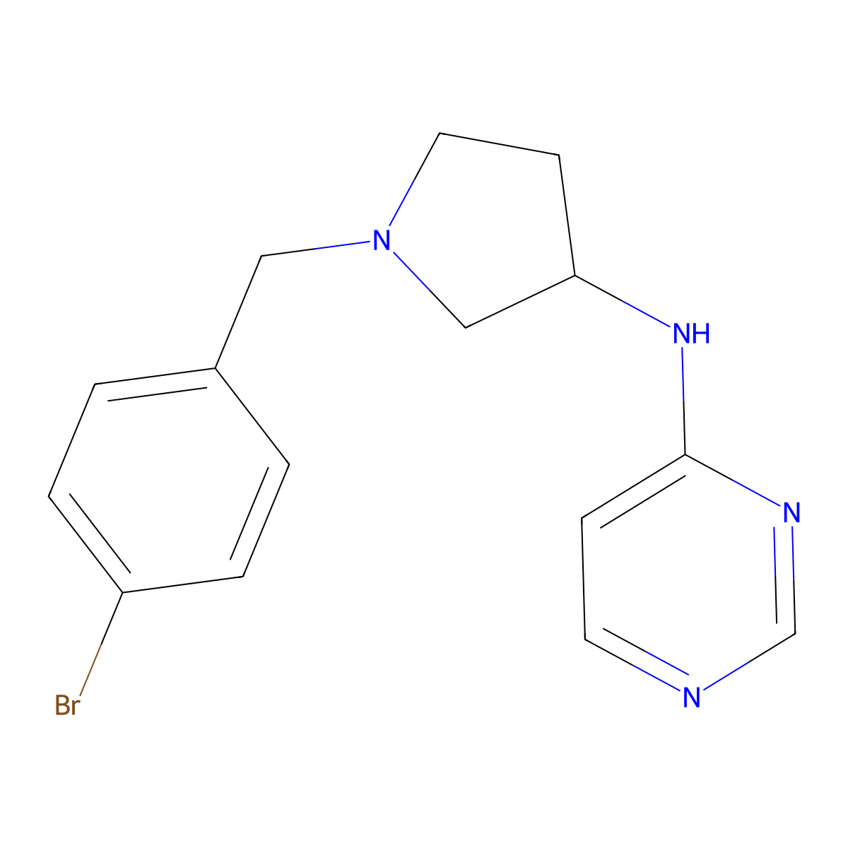 N-{1-[(4-bromophenyl)methyl]pyrrolidin-3-yl}pyrimidin-4-amine molecular structure, CAS 3030803-76-7