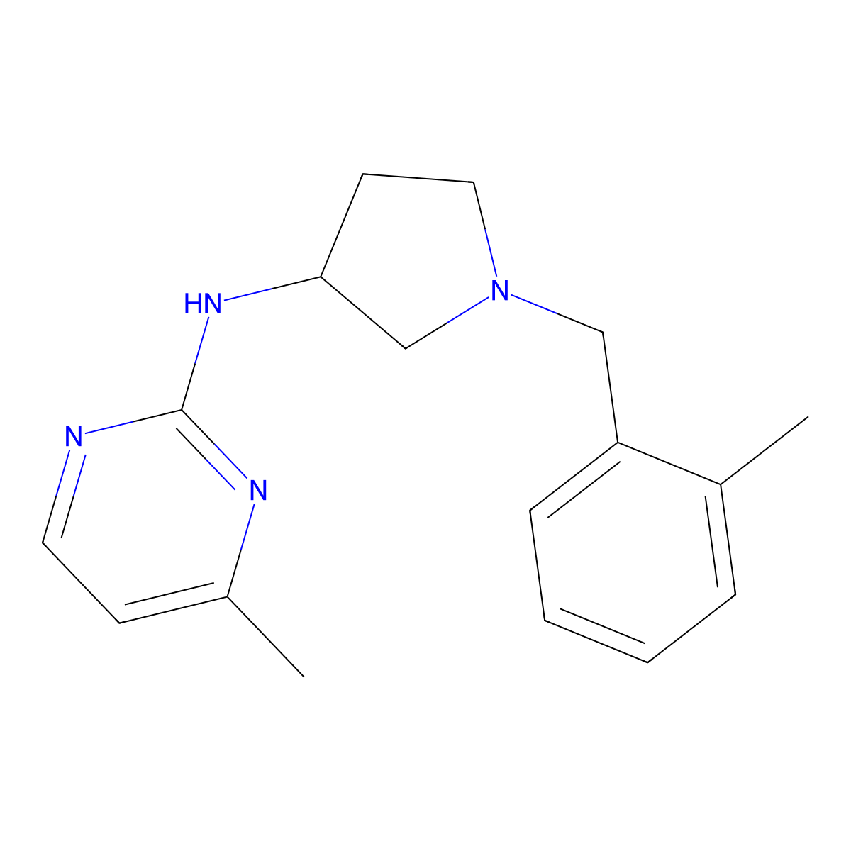 4-methyl-N-{1-[(2-methylphenyl)methyl]pyrrolidin-3-yl}pyrimidin-2-amine molecular structure, CAS 3030803-92-7