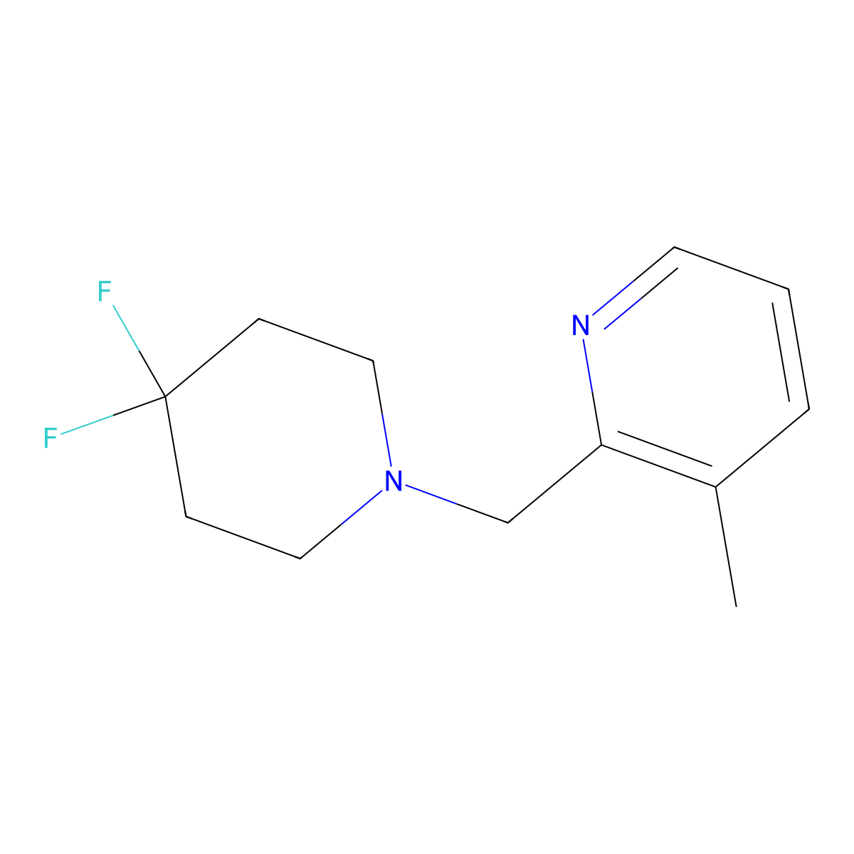 2-[(4,4-Difluoropiperidin-1-yl)methyl]-3-methylpyridine molecular structure, CAS 3030803-97-2