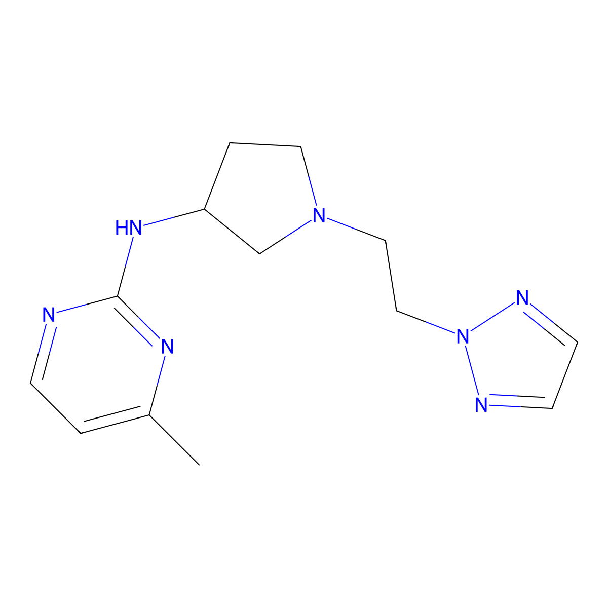 4-methyl-N-{1-[2-(2H-1,2,3-triazol-2-yl)ethyl]pyrrolidin-3-yl}pyrimidin-2-amine molecular structure, CAS 3030804-01-1