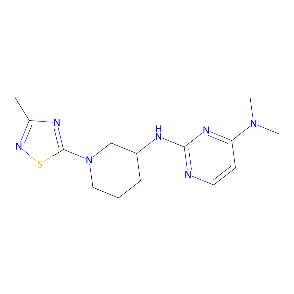 4-N,4-N-dimethyl-2-N-[1-(3-methyl-1,2,4-thiadiazol-5-yl)piperidin-3-yl]pyrimidine-2,4-diamine molecular structure, CAS 3030804-02-2