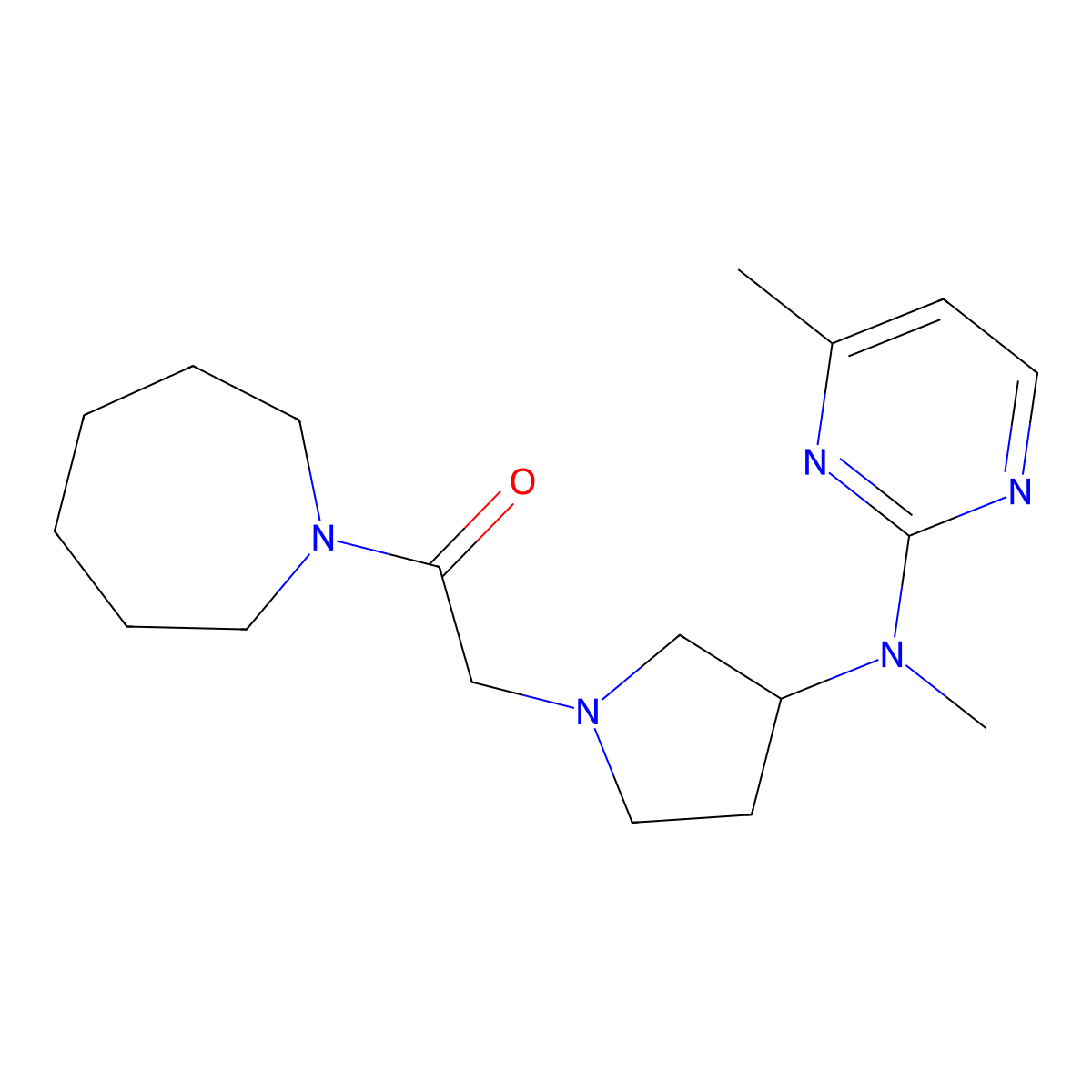 1-(Azepan-1-yl)-2-{3-[methyl(4-methylpyrimidin-2-yl)amino]pyrrolidin-1-yl}ethan-1-one molecular structure, CAS 3030804-07-7