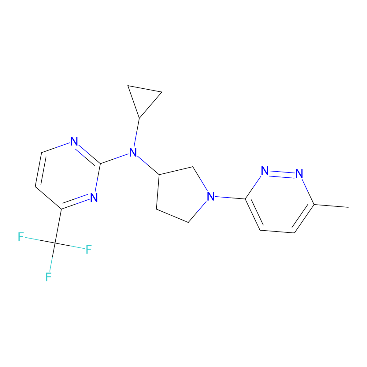 N-cyclopropyl-N-[1-(6-methylpyridazin-3-yl)pyrrolidin-3-yl]-4-(trifluoromethyl)pyrimidin-2-amine molecular structure, CAS 3030804-21-5