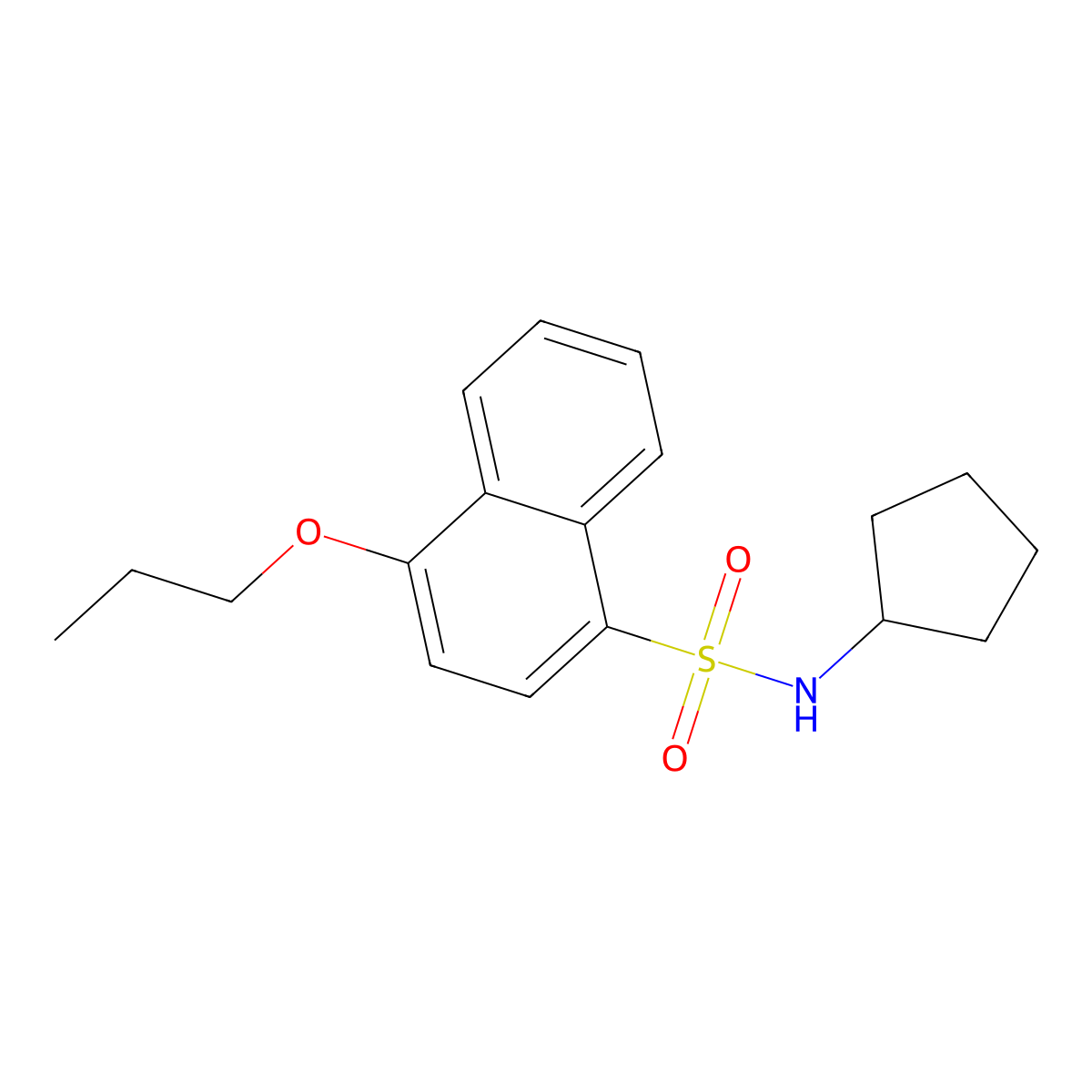 N-cyclopentyl-4-propoxynaphthalene-1-sulfonamide molecular structure, CAS 3030804-46-4