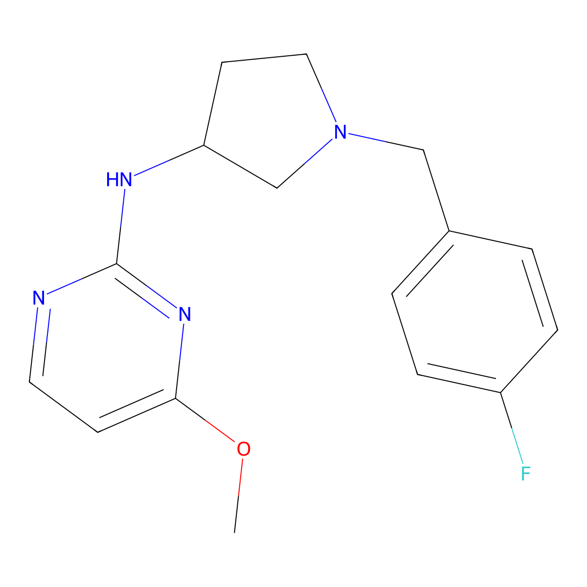 N-{1-[(4-fluorophenyl)methyl]pyrrolidin-3-yl}-4-methoxypyrimidin-2-amine molecular structure, CAS 3030804-47-5