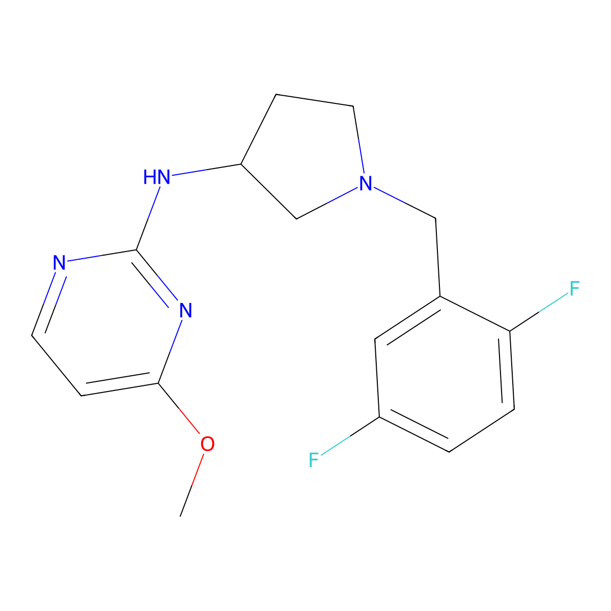 N-{1-[(2,5-difluorophenyl)methyl]pyrrolidin-3-yl}-4-methoxypyrimidin-2-amine molecular structure, CAS 3030804-55-5