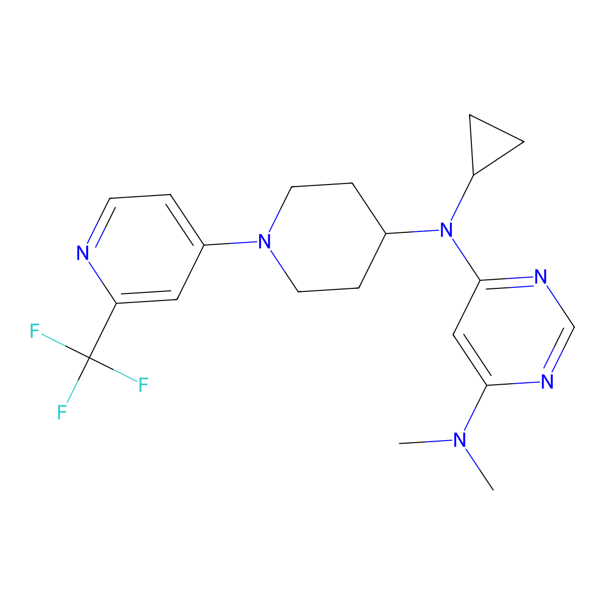 N4-cyclopropyl-N6,N6-dimethyl-N4-{1-[2-(trifluoromethyl)pyridin-4-yl]piperidin-4-yl}pyrimidine-4,6-diamine molecular structure, CAS 3030804-59-9