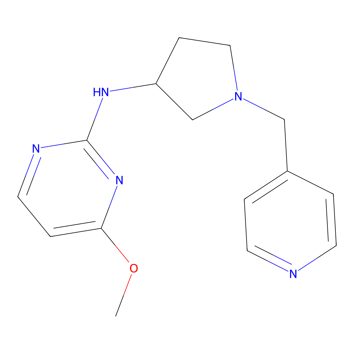 4-methoxy-N-{1-[(pyridin-4-yl)methyl]pyrrolidin-3-yl}pyrimidin-2-amine molecular structure, CAS 3030804-69-1