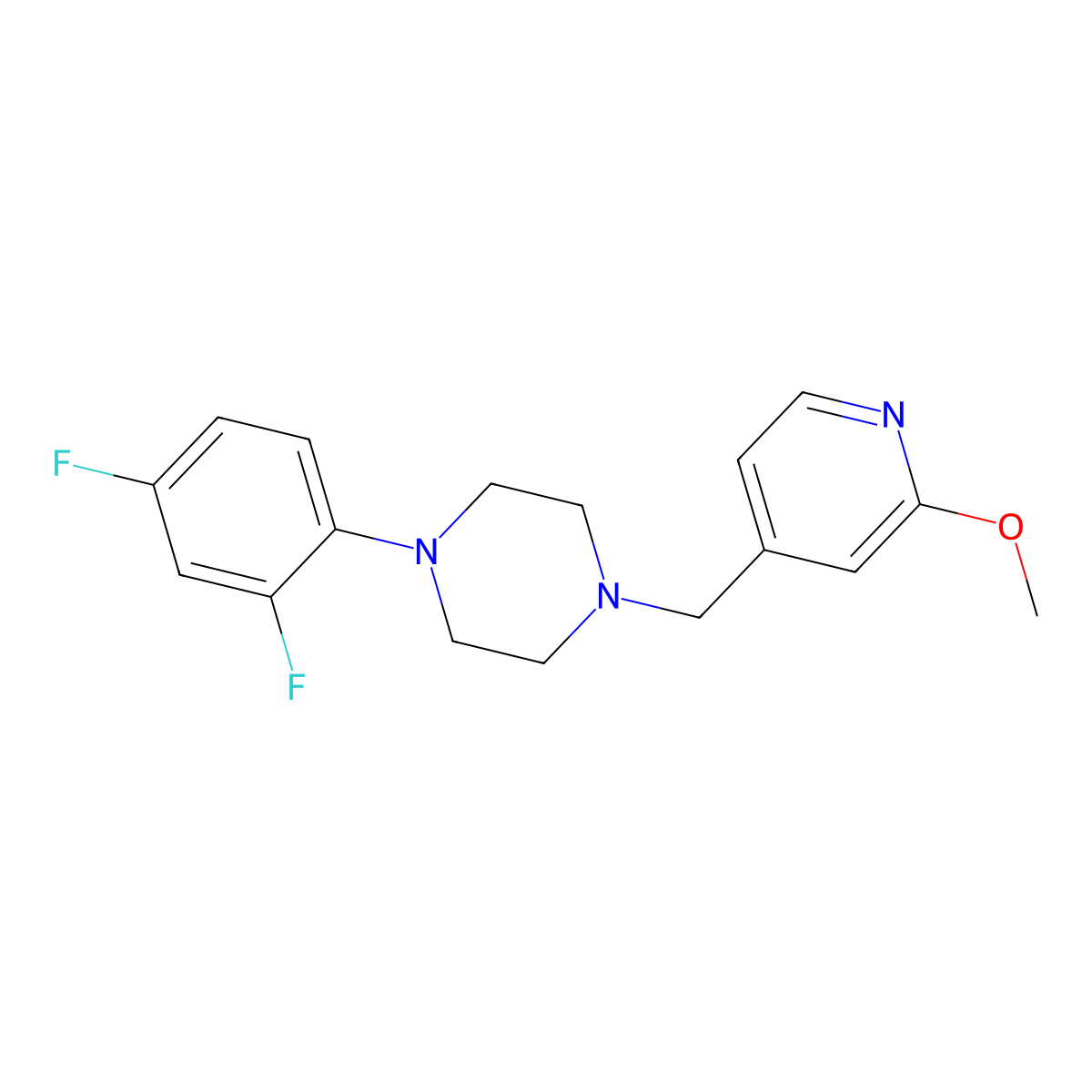 1-(2,4-Difluorophenyl)-4-[(2-methoxypyridin-4-yl)methyl]piperazine molecular structure, CAS 3030804-72-6