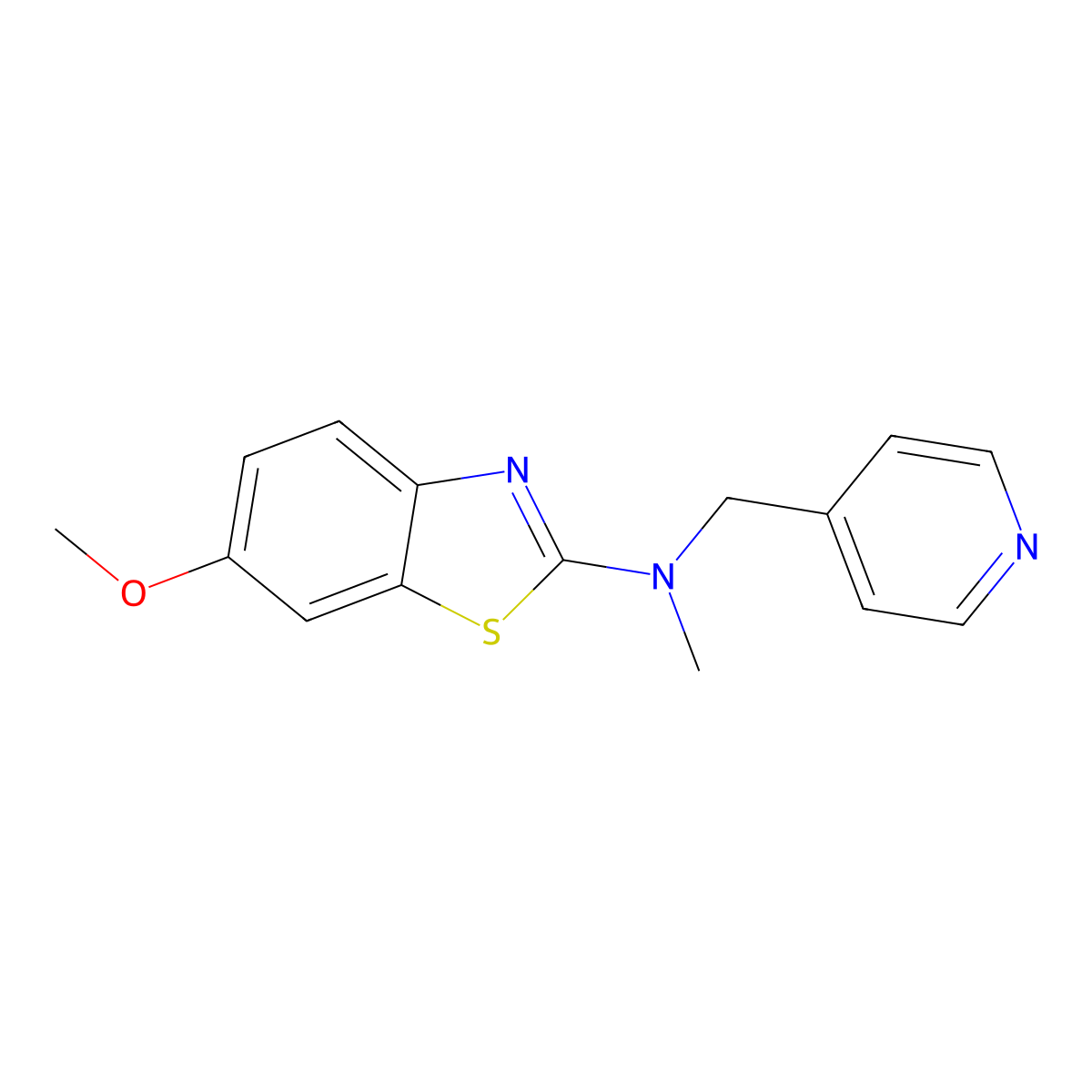 6-methoxy-N-methyl-N-[(pyridin-4-yl)methyl]-1,3-benzothiazol-2-amine molecular structure, CAS 3030804-83-9