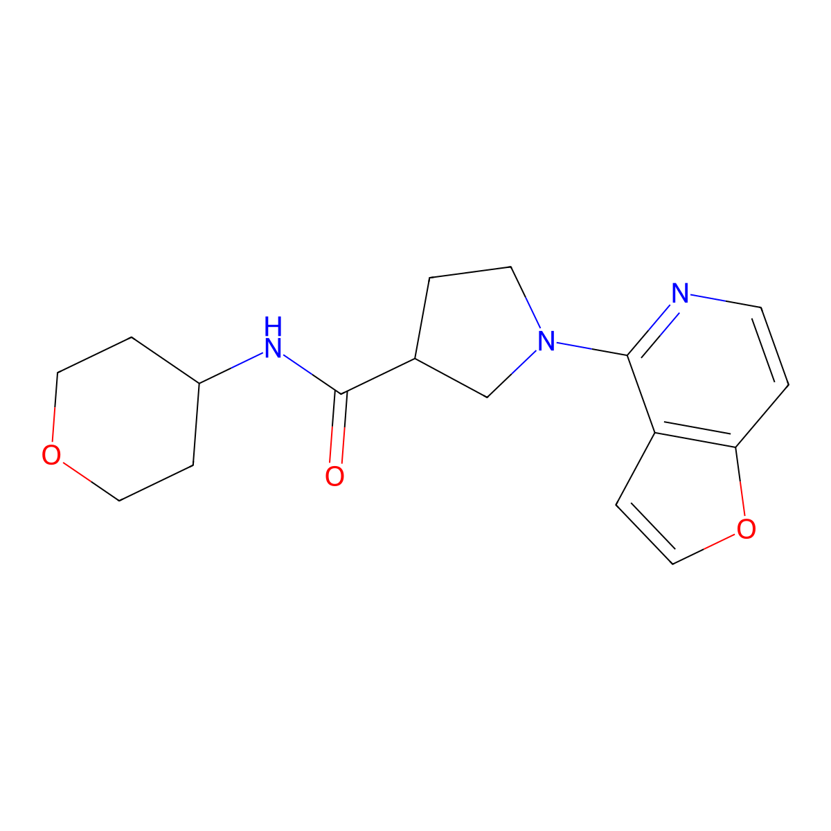 1-{furo[3,2-c]pyridin-4-yl}-N-(oxan-4-yl)pyrrolidine-3-carboxamide molecular structure, CAS 3030804-99-7
