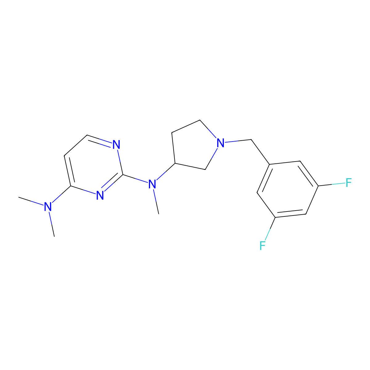 N2-{1-[(3,5-difluorophenyl)methyl]pyrrolidin-3-yl}-N2,N4,N4-trimethylpyrimidine-2,4-diamine molecular structure, CAS 3030805-04-7