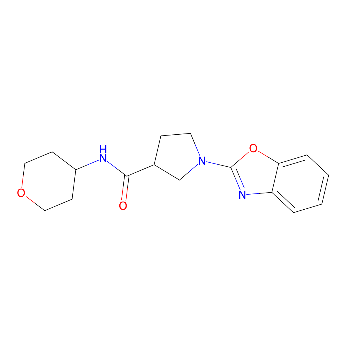 1-(5-bromo-3-fluoropyridin-2-yl)-N-(oxan-4-yl)pyrrolidine-3-carboxamide molecular structure, CAS 3030805-08-1